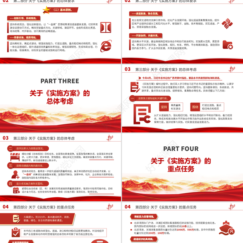 2021“十四五”推进西部陆海新通道高质量建设实施方案PPT大气简洁风构建通道融合开放发展新局党课模板