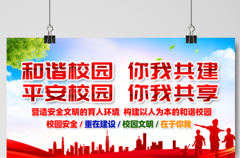 2021预防校园暴力共建和谐校园展板红色党建风校园文化宣传展板设计模板