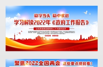 学习解读2022年政府工作报告宣传栏红色大气聚焦全国两会宣传展板设计