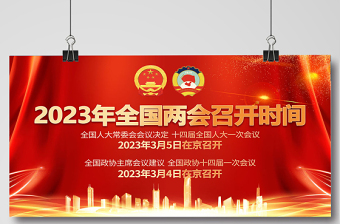 2023全国两会展板红色精美大气党政风全国两会召开宣传党建展板海报模板下载