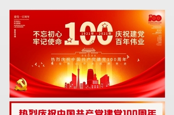 2021不忘初心牢记使命热烈庆祝建党100周年展板设计模板