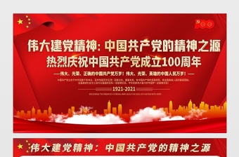 2021中国共产党的精神之源伟大建党精神展板庆祝建党100周年专题宣传栏展板设计模板