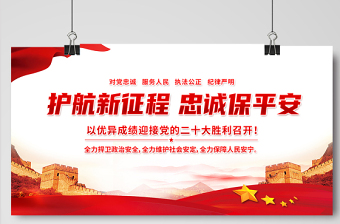 护航新征程忠诚保平安展板红色大气风以优异成绩迎接党的二十大胜利召开宣传展板模板