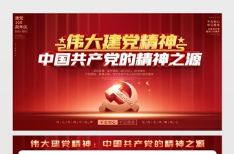 2021伟大建党精神展板中国共产党的精神之源宣传模板