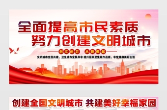 2021全面提高市民素质努力创建文明城市展板创建文明城市宣传设计展板模板