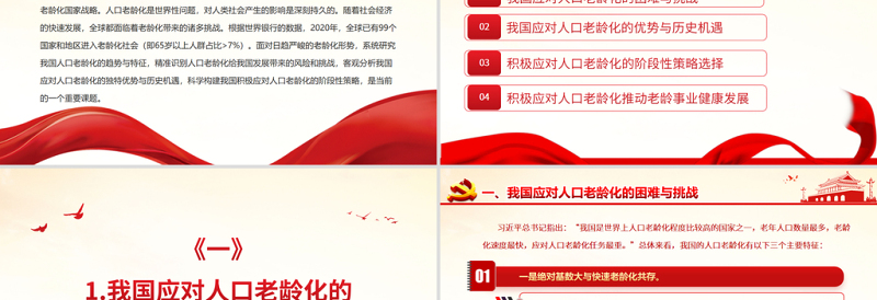 积极应对人口老龄化推动老龄事业健康发展PPT贯彻落实积极应对人口老龄化国家战略党课课件