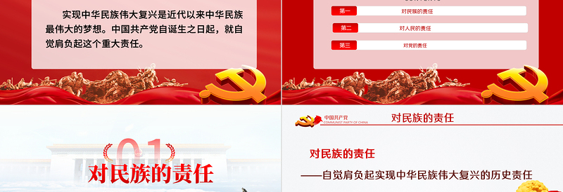 1921-2021中国共产党的历史责任PPT红色庄严党对民族人民的历史责任建党100周年党史党课课件