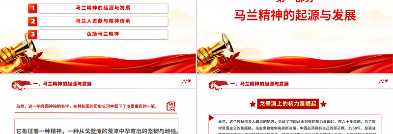 学习马兰精神PPT简洁大气中国精神系列党课下载