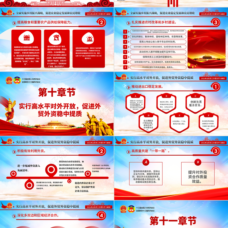 蓝色大气2021全国两会政府工作报告学习解读ppt(1)