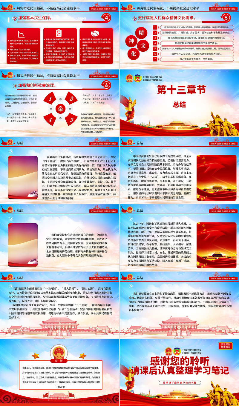 蓝色大气2021全国两会政府工作报告学习解读ppt(1)