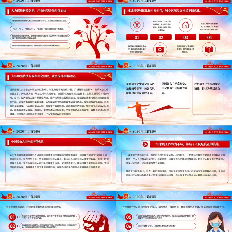 蓝色大气2021全国两会政府工作报告学习解读ppt(1)