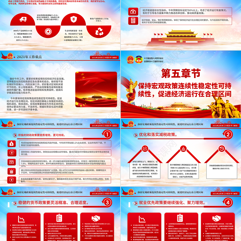 蓝色大气2021全国两会政府工作报告学习解读ppt(1)