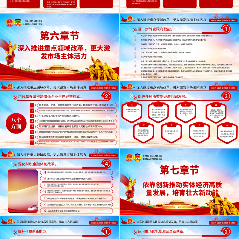 蓝色大气2021全国两会政府工作报告学习解读ppt(1)