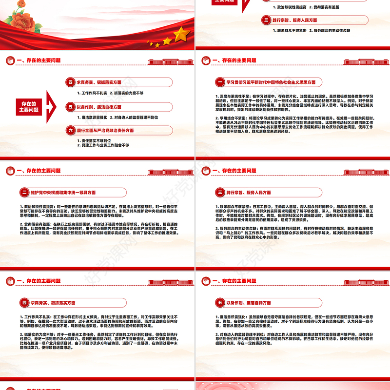 简洁大气民主生活会个人检视剖析材料PPT模板