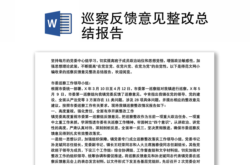 巡察反馈意见整改总结报告