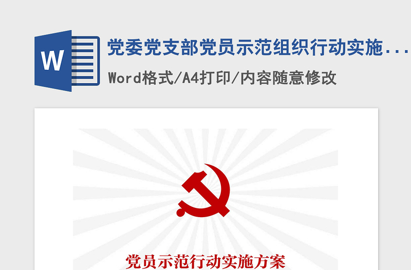2021年党委党支部党员示范组织行动实施方案