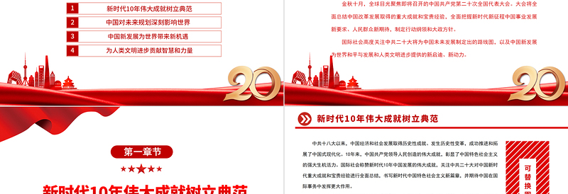 2022擘画中国发展蓝图促进世界繁荣进步PPT简洁大气风国际社会高度关注中国共产党第二十次全国代表大会专题党课党建课件