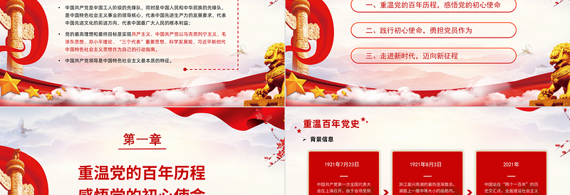 简约党政风建党百年见证沧海建党节PPT