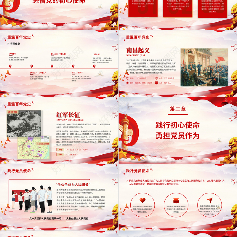 简约党政风建党百年见证沧海建党节PPT