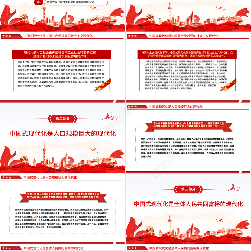 2022中国式现代化的中国特色与世界贡献PPT党政精美风党员干部学习教育专题党课党建课件