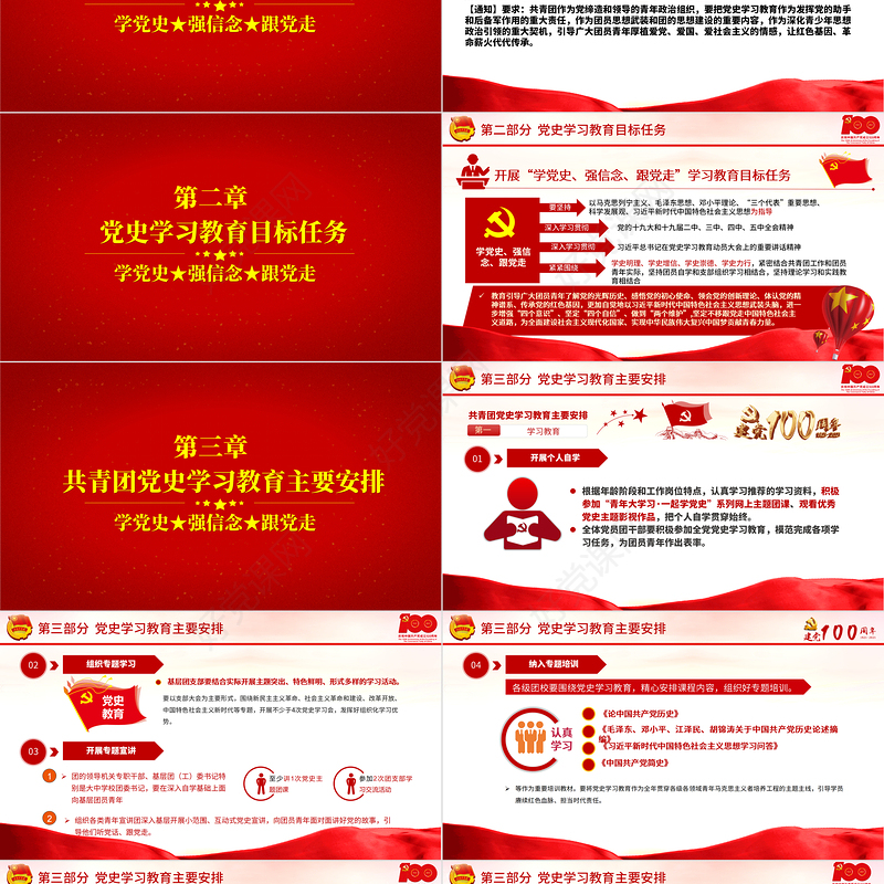 2021学党史强信念跟党走PPT共青团中央关于在全团开展党史学习教育的通知