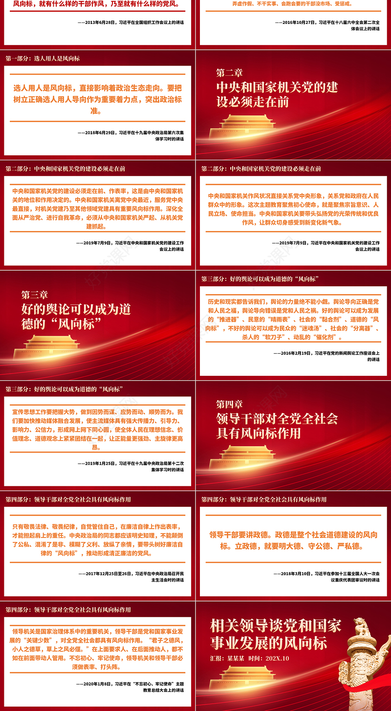 相关领导谈党和国家事业发展的风向标PPT党政风党支部专题党课课件