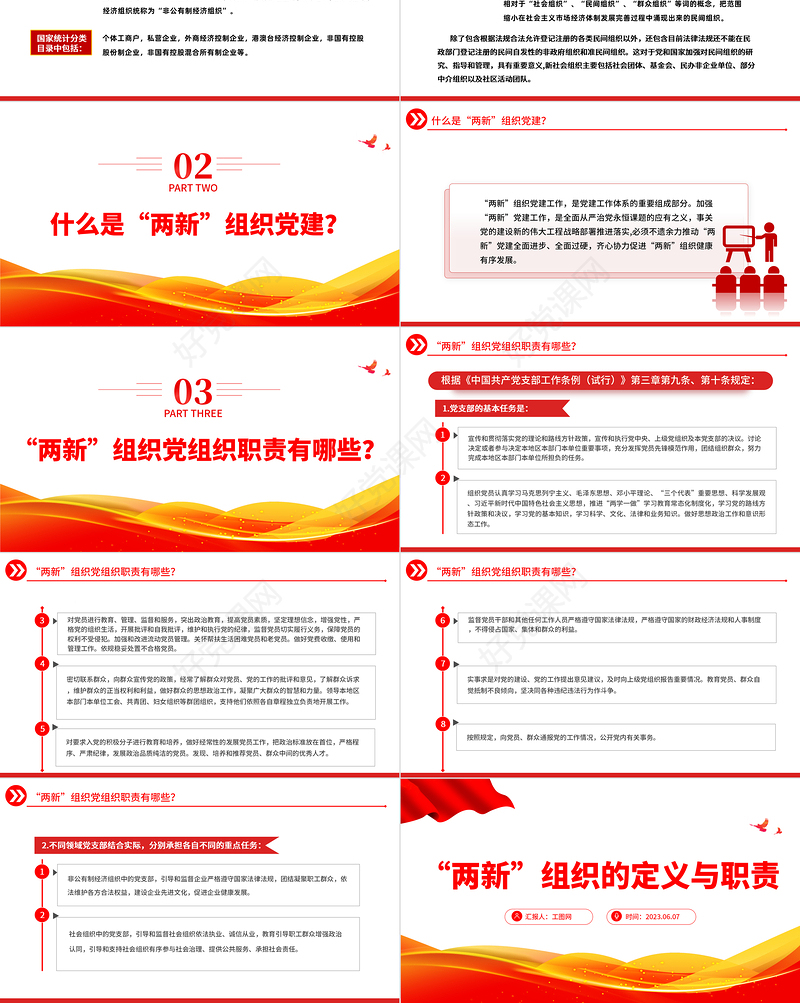 2023两新组织的定义与职责PPT精美简约党建知识微课堂党课课件
