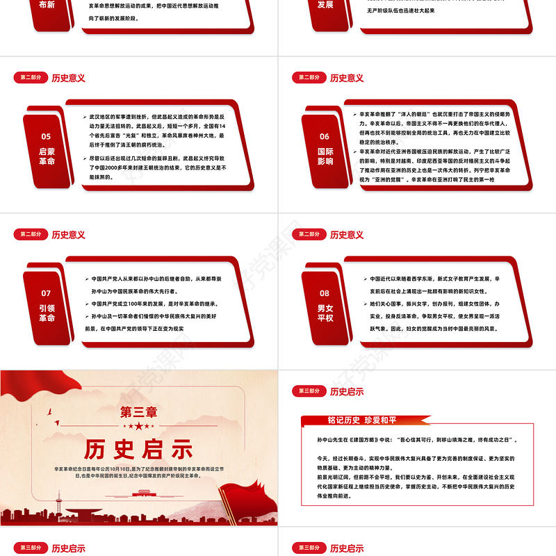 2023辛亥革命112周年PPT红色党政风纪念辛亥革命112周年专题课件模板下载