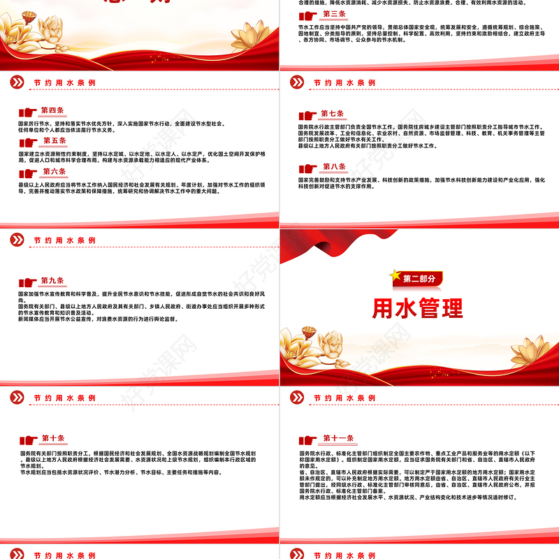 简洁风节约用水条例PPT生态文明建设专项法律法规模板