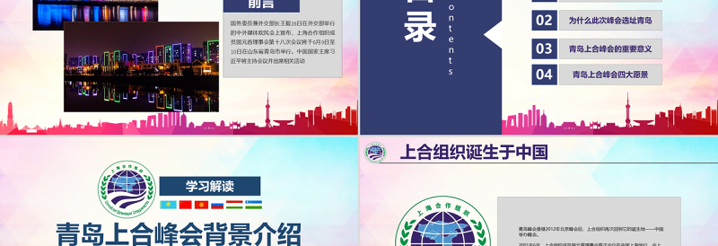 地域党课学习解读上合组织2018青岛峰会弘扬上海精神PPT模板