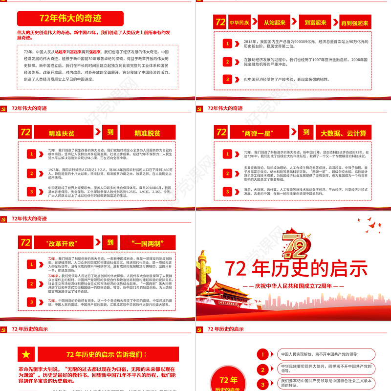 2021光辉的历程伟大的奇迹PPT红色简洁十一国庆节新中国成立72周年党课课件