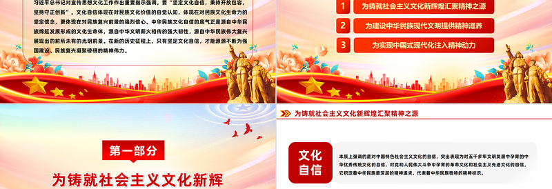 极简风坚定文化自信建设社会主义文化强国PPT深入学习习近平文化思想专题党课课件模板