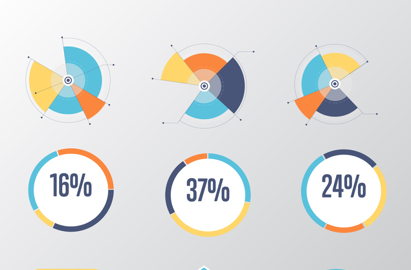 多款彩色ppt分析图表矢量素材-含多个ppt元素