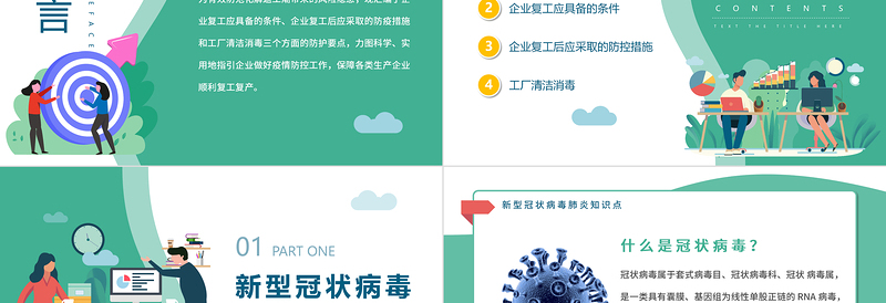 2020绿色清新企业复工新型冠状病毒肺炎病情防控工作要点商务PPT