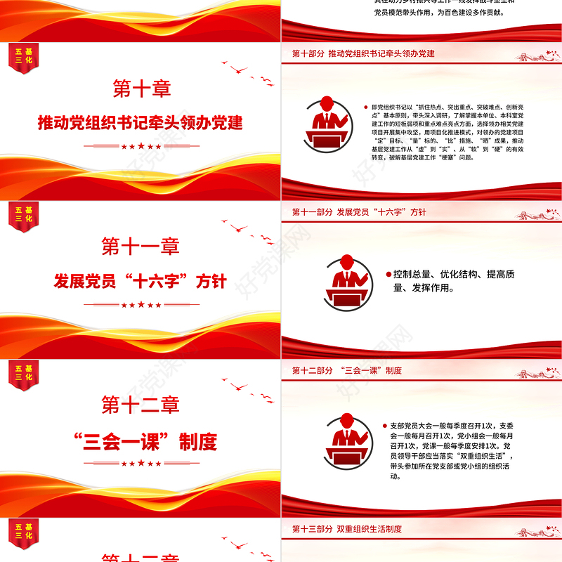 2022五基三化PPT红色简洁基层党建五基三化建设应知应会党员学习教育专题课件