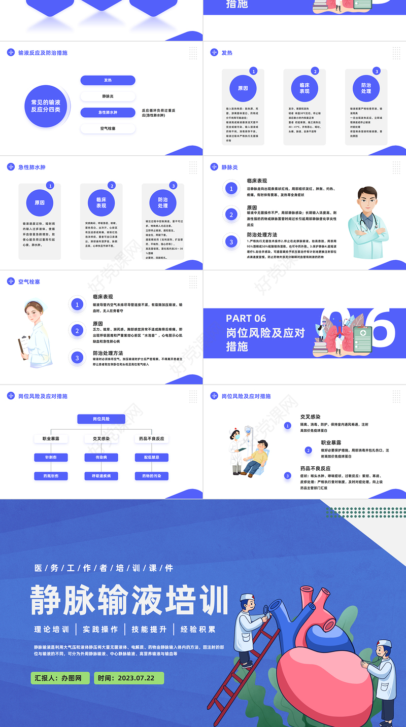 2023静脉输液培训PPT蓝色简约风医务工作者培训课件模板下载
