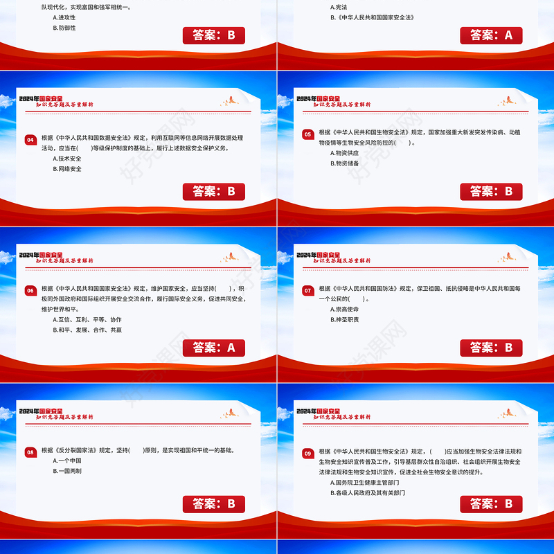2024年国家安全知识竞答题及答案解析PPT课件模板