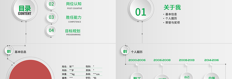 绿色简约微立体个人简历ppt模板