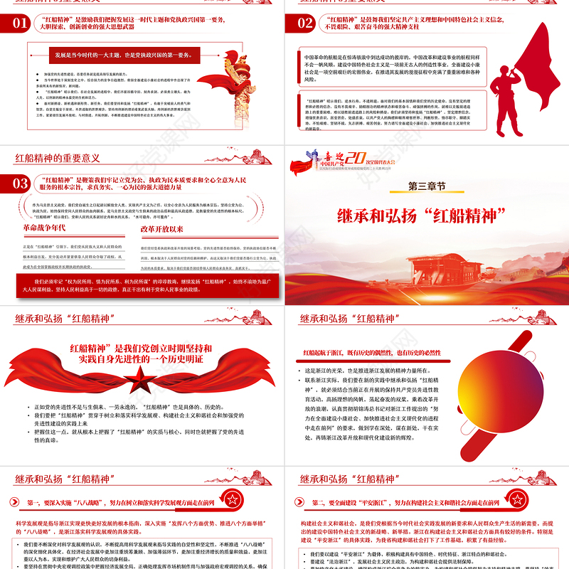红船依旧初心不忘PPT红色大气风以以实际行动迎接党的二十大胜利召开专题课件模板
