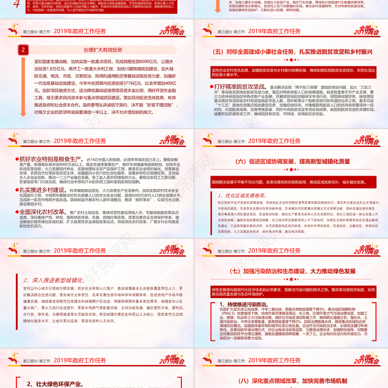 原创中国风2019两会政协政府工作报告ppt-版权可商用