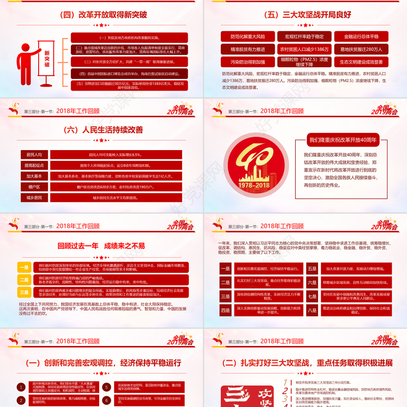 原创中国风2019两会政协政府工作报告ppt-版权可商用