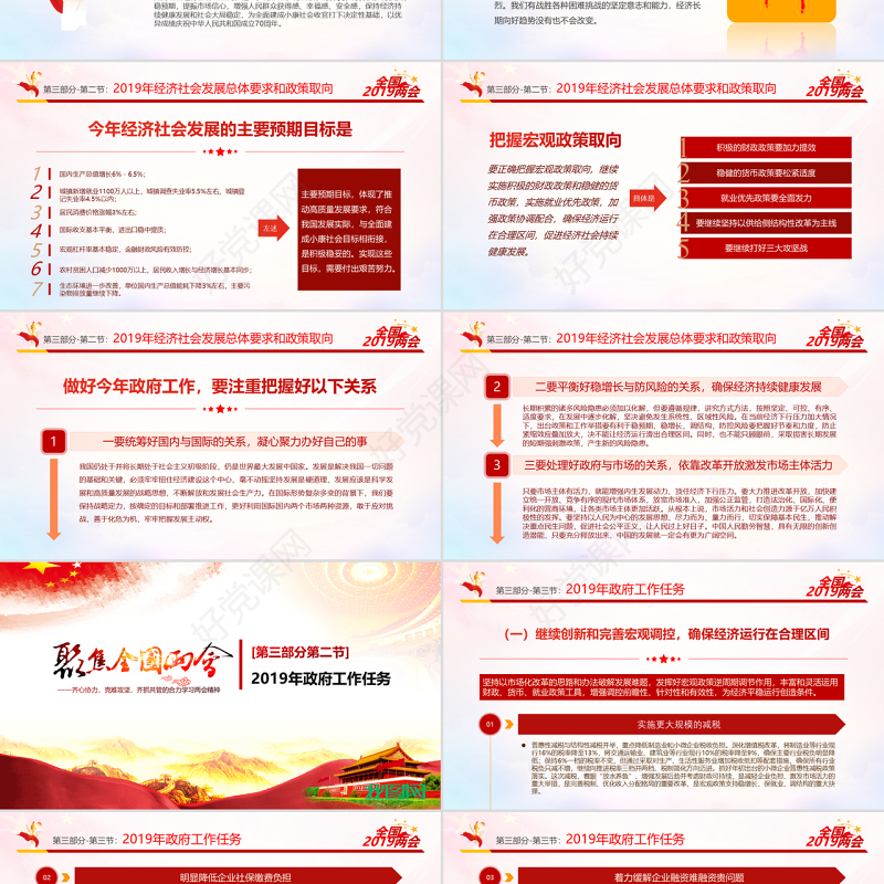原创中国风2019两会政协政府工作报告ppt-版权可商用