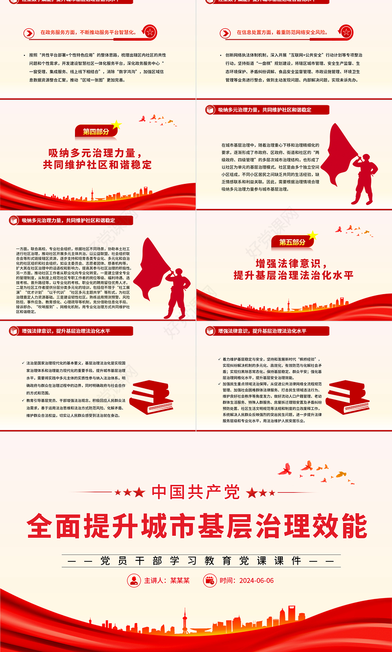着力提升城市基层治理效能PPT党政风党员干部学习教育党课课件