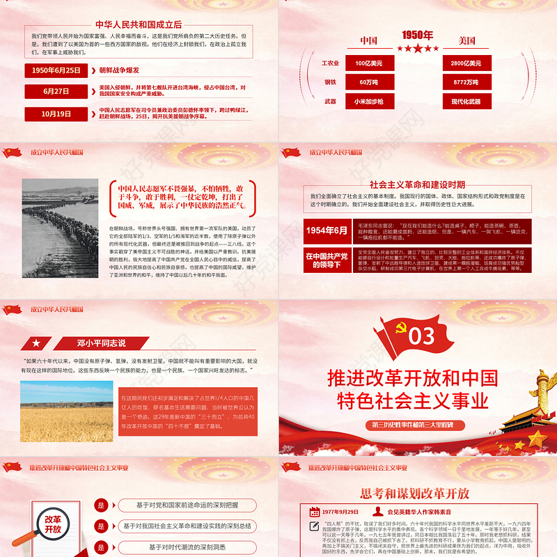 红色大气党建风建党100周年从百年历史看党的初心和使命七一建党节党课PPT