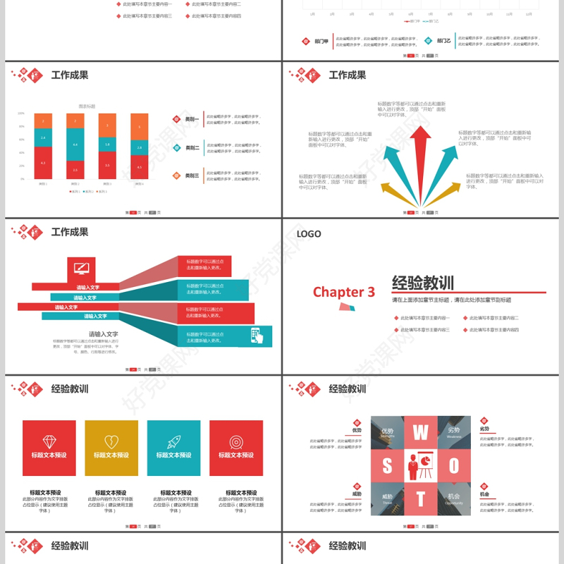 红色大气简约汇报PPT模板