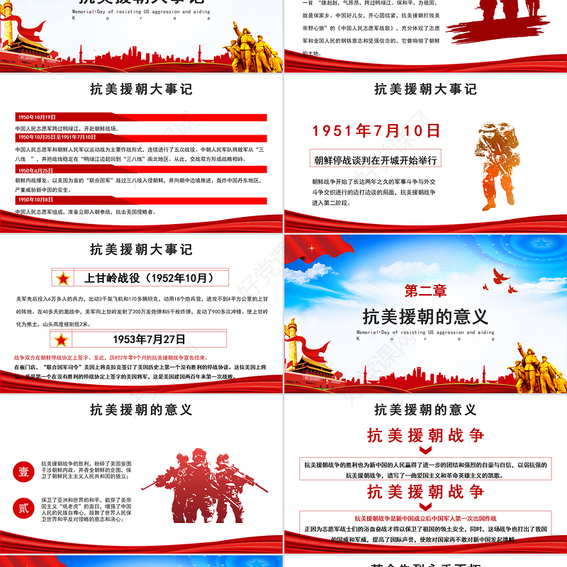大气红色纪念抗美援朝胜利70周年PPT课件.
