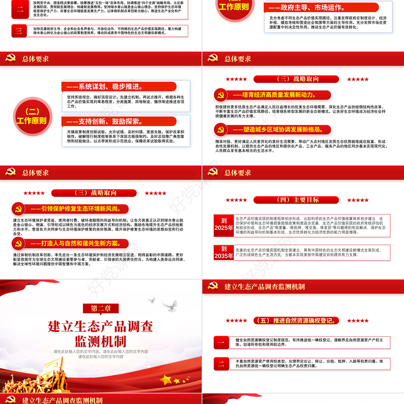 2021中共中央发布建立健全生态产品价值实现机制红色中国风党政PPT模板