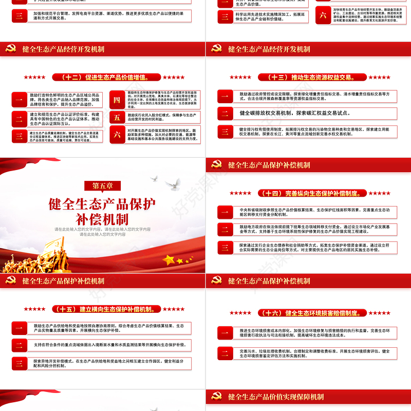 2021中共中央发布建立健全生态产品价值实现机制红色中国风党政PPT模板