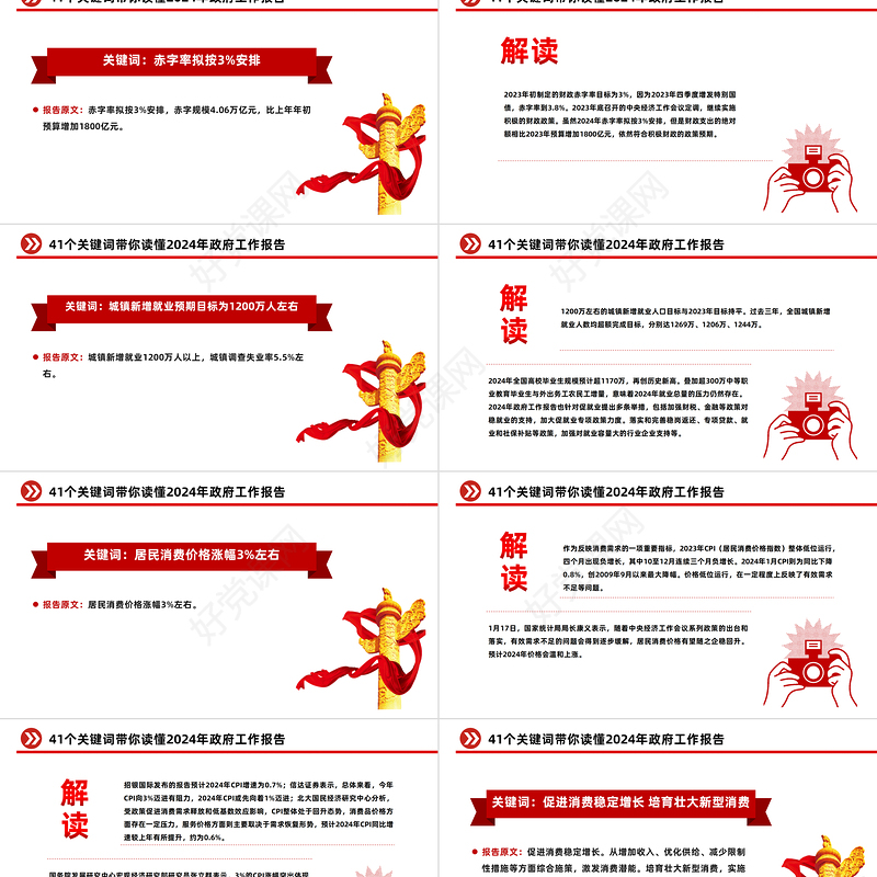 41个关键词解读2024两会政府工作报告PPT党政风两会精神学习党课课件