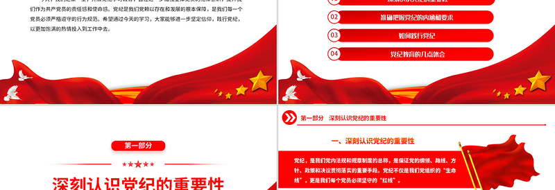 2024坚定信仰践行党纪PPT红色大气党员党纪学习教育课件